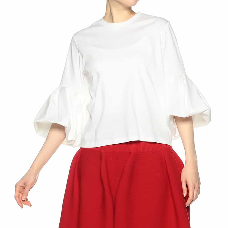 BARNEYS NEW YORK ウォッシャブル ボリュームスリーブカットソー WHITE