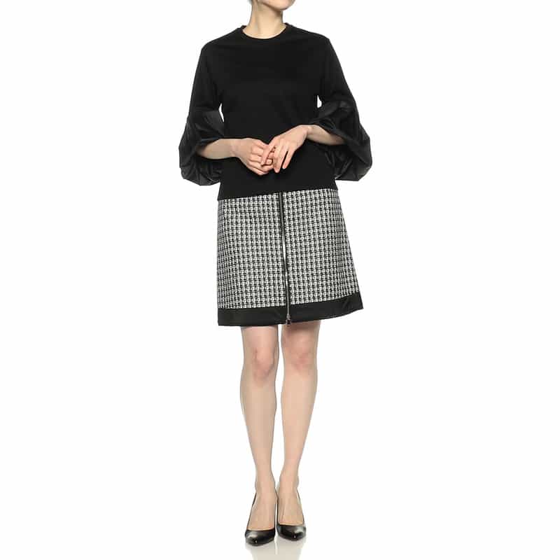 BARNEYS NEW YORK ウォッシャブル ボリュームスリーブカットソー BLACK