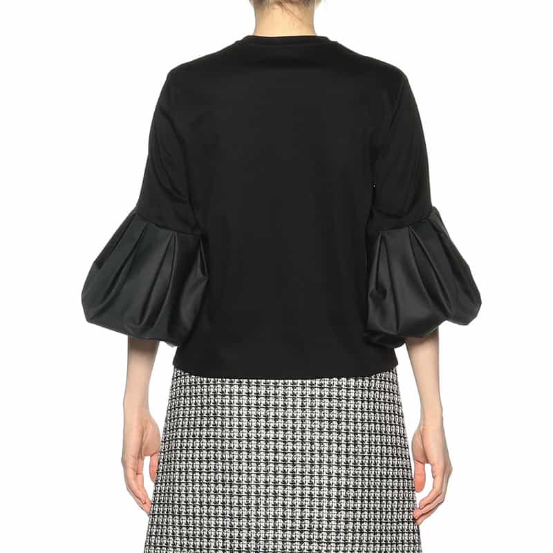 BARNEYS NEW YORK ウォッシャブル ボリュームスリーブカットソー BLACK