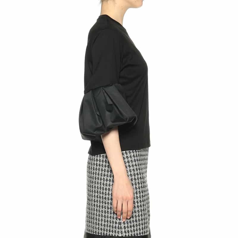 BARNEYS NEW YORK ウォッシャブル ボリュームスリーブカットソー BLACK