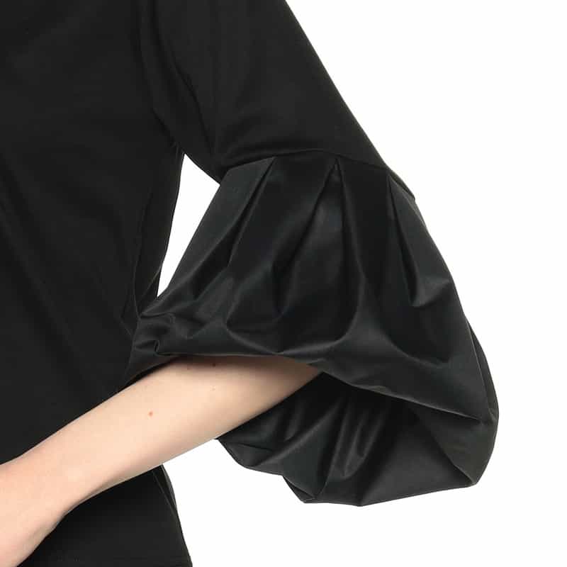 BARNEYS NEW YORK ウォッシャブル ボリュームスリーブカットソー BLACK