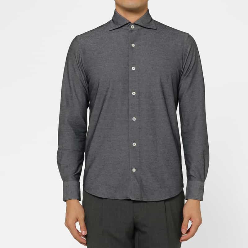 BARNEYS NEW YORK デニムジャージー素材カジュアルシャツ NAVY