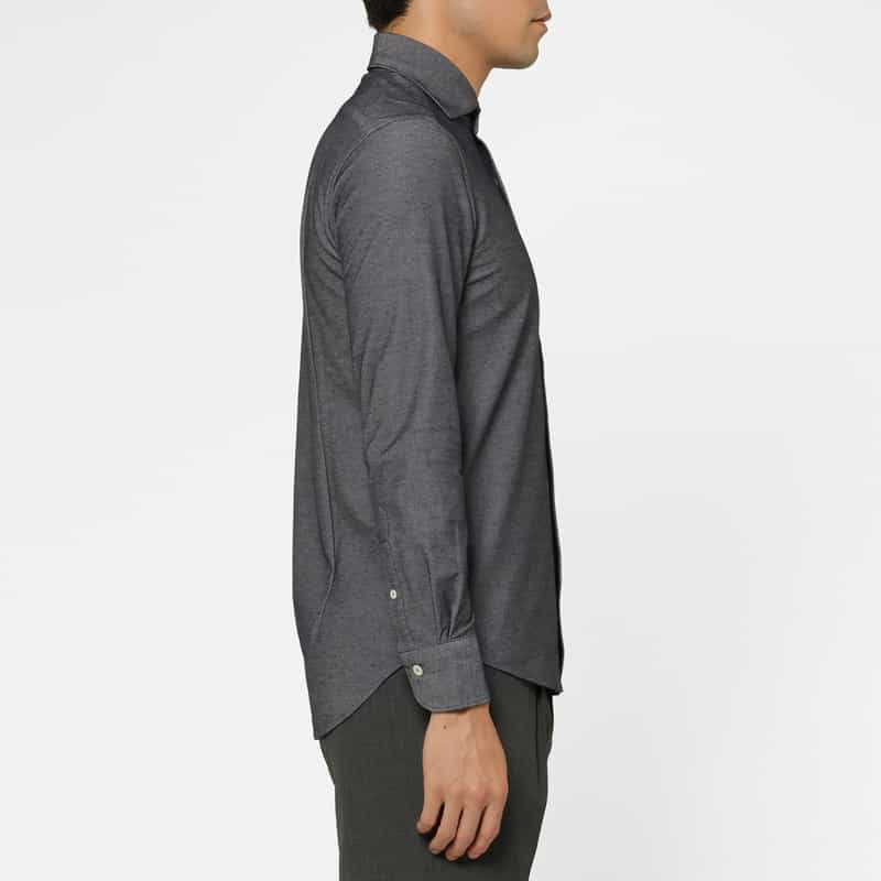 BARNEYS NEW YORK デニムジャージー素材カジュアルシャツ NAVY
