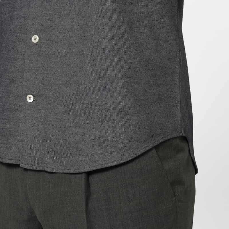 BARNEYS NEW YORK デニムジャージー素材カジュアルシャツ NAVY
