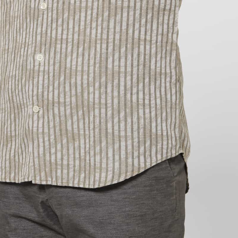 BARNEYS NEW YORK コットンリネン素材ストライプ柄カジュアルシャツ BEIGE
