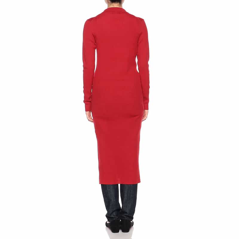 BARNEYS NEW YORK ウォッシャブルリブニットロングカーディガン RED