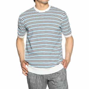 ボーダー半袖ニットTシャツ