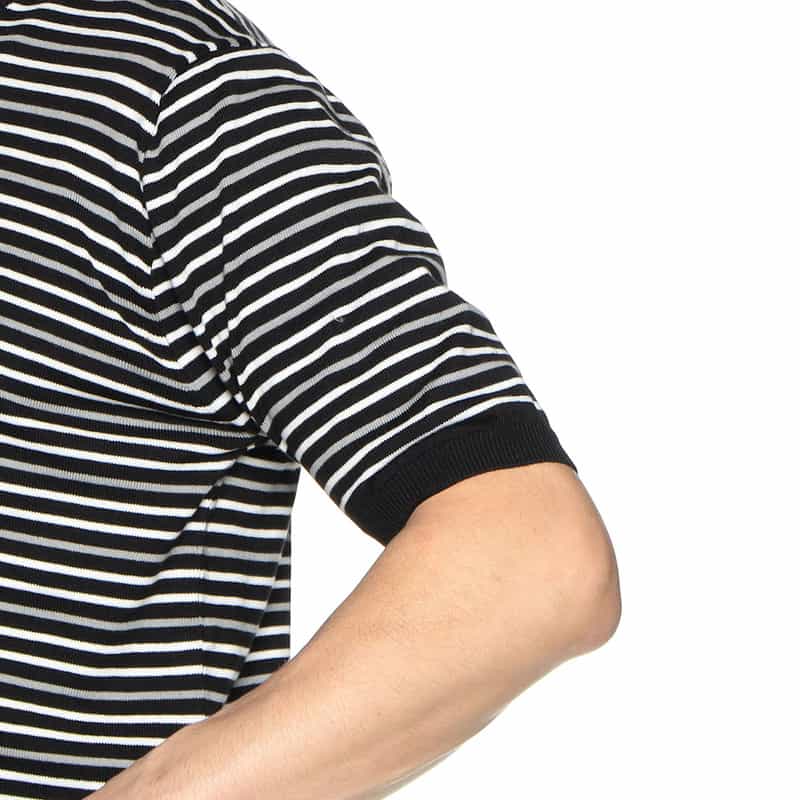 BARNEYS NEW YORK ボーダー半袖ニットTシャツ BLACK
