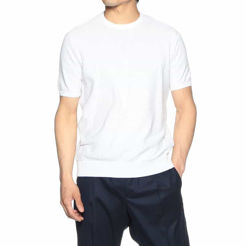 BARNEYS NEW YORK 半袖ニットTシャツ WHITE
