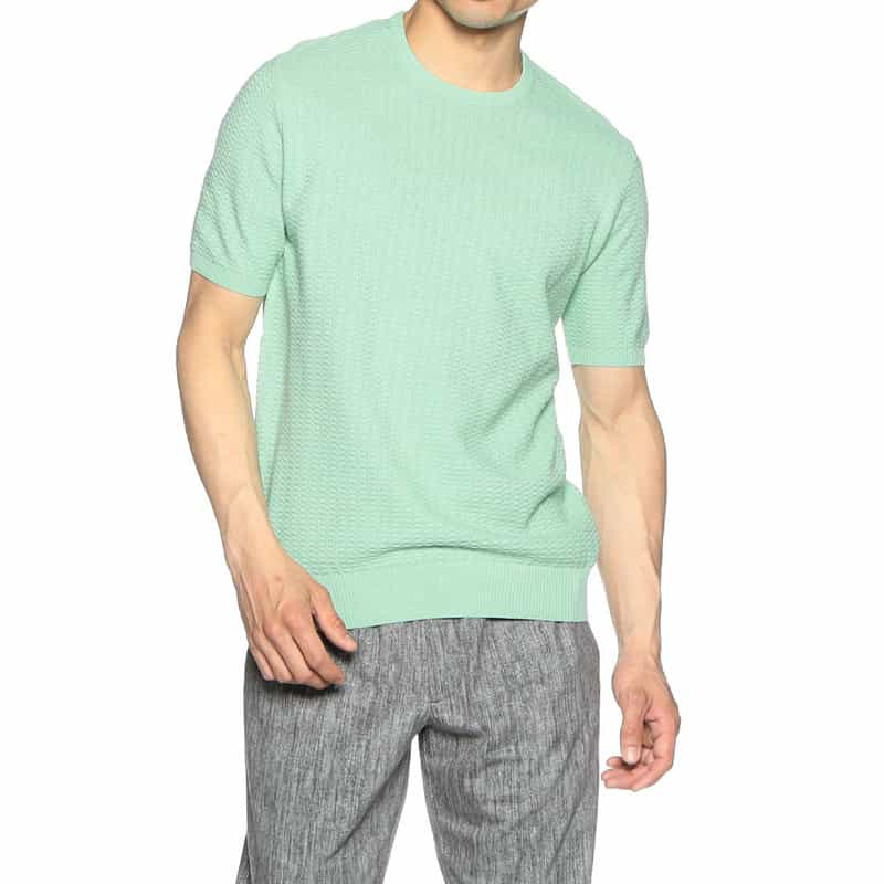 BARNEYS NEW YORK 半袖ニットTシャツ LIGHT GREEN