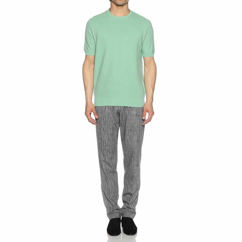 BARNEYS NEW YORK 半袖ニットTシャツ LIGHT GREEN