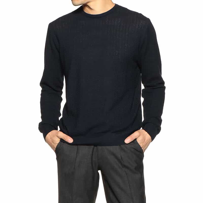 BARNEYS NEW YORK コットンニットプルオーバー NAVY