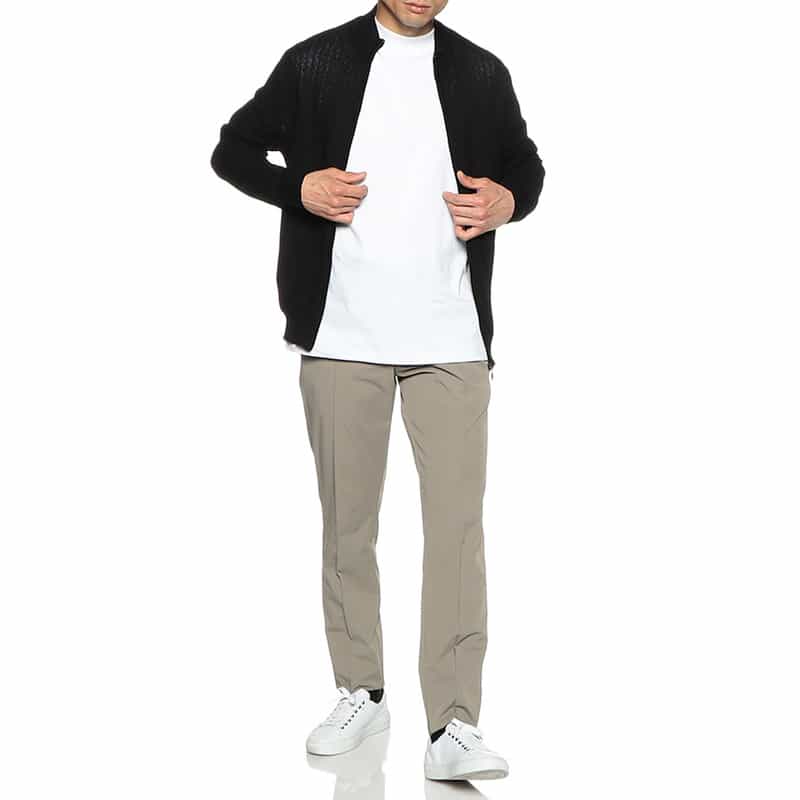 BARNEYS NEW YORK ジップアップニットカーディガン BLACK