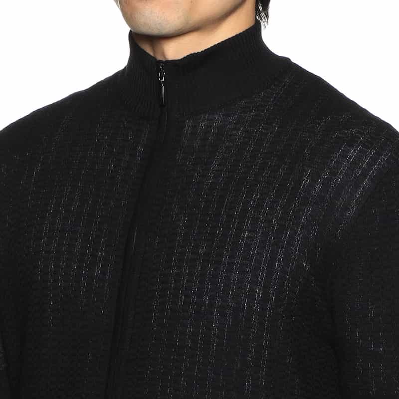 BARNEYS NEW YORK ジップアップニットカーディガン BLACK