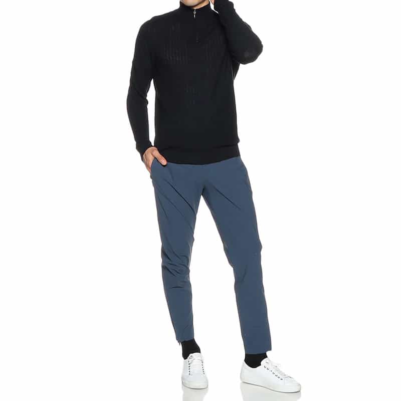 BARNEYS NEW YORK コットンハーフジップニットプルオーバー NAVY