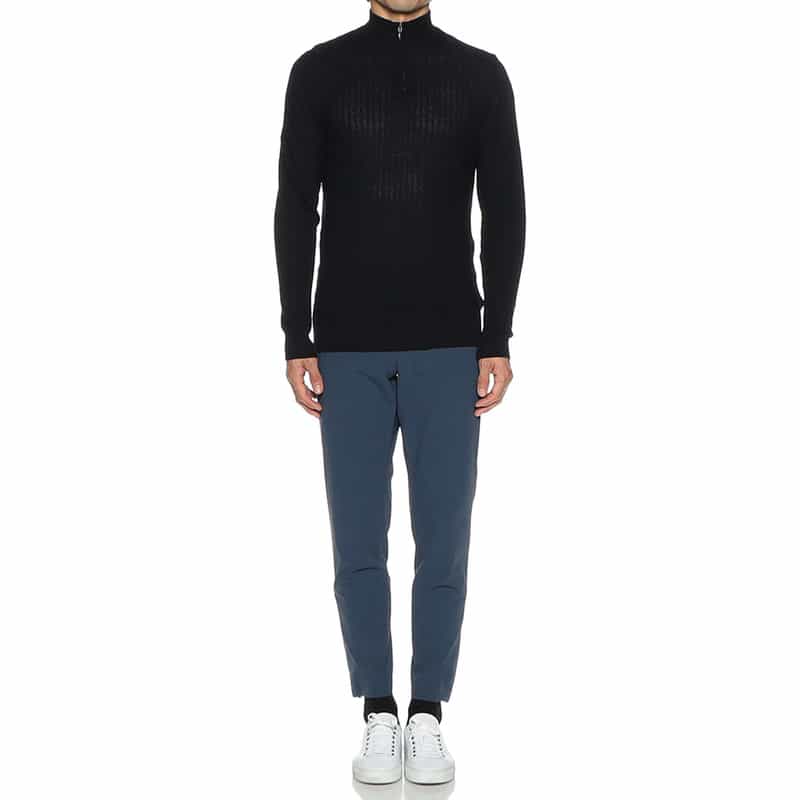 BARNEYS NEW YORK コットンハーフジップニットプルオーバー NAVY