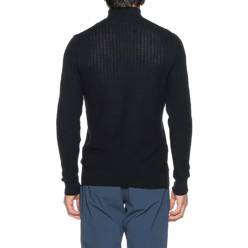 BARNEYS NEW YORK コットンハーフジップニットプルオーバー NAVY