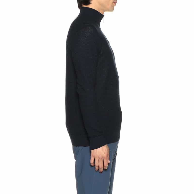 BARNEYS NEW YORK コットンハーフジップニットプルオーバー NAVY