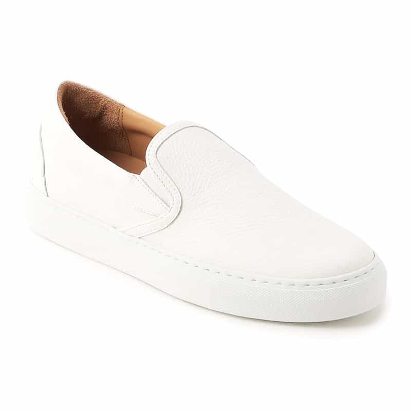 BARNEYS NEW YORK レザースリップオンスニーカー WHITE