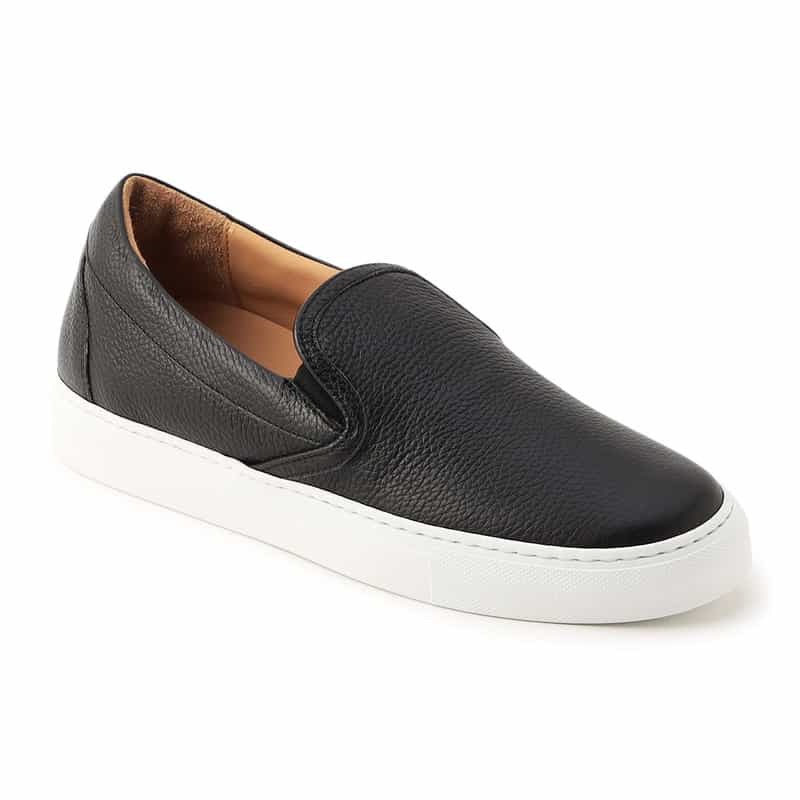 BARNEYS NEW YORK レザースリップオンスニーカー BLACK