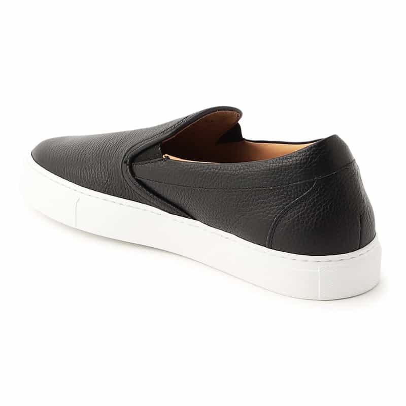 BARNEYS NEW YORK レザースリップオンスニーカー BLACK