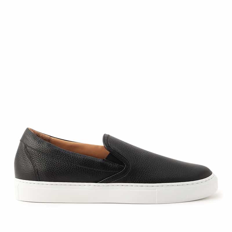 BARNEYS NEW YORK レザースリップオンスニーカー BLACK