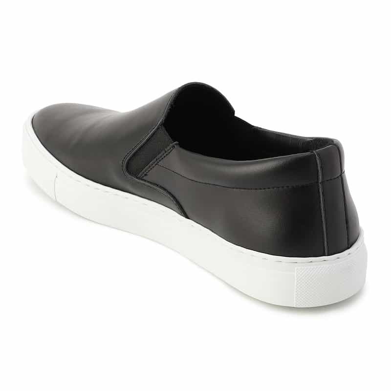 BARNEYS NEW YORK レザースリップオンスニーカー BLACK