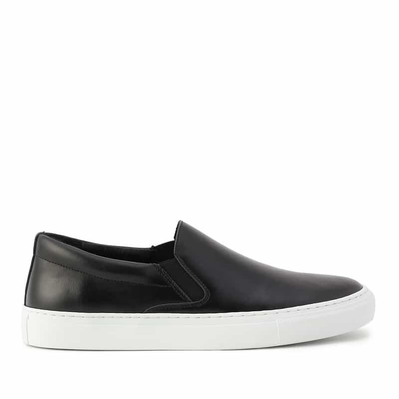 BARNEYS NEW YORK レザースリップオンスニーカー BLACK