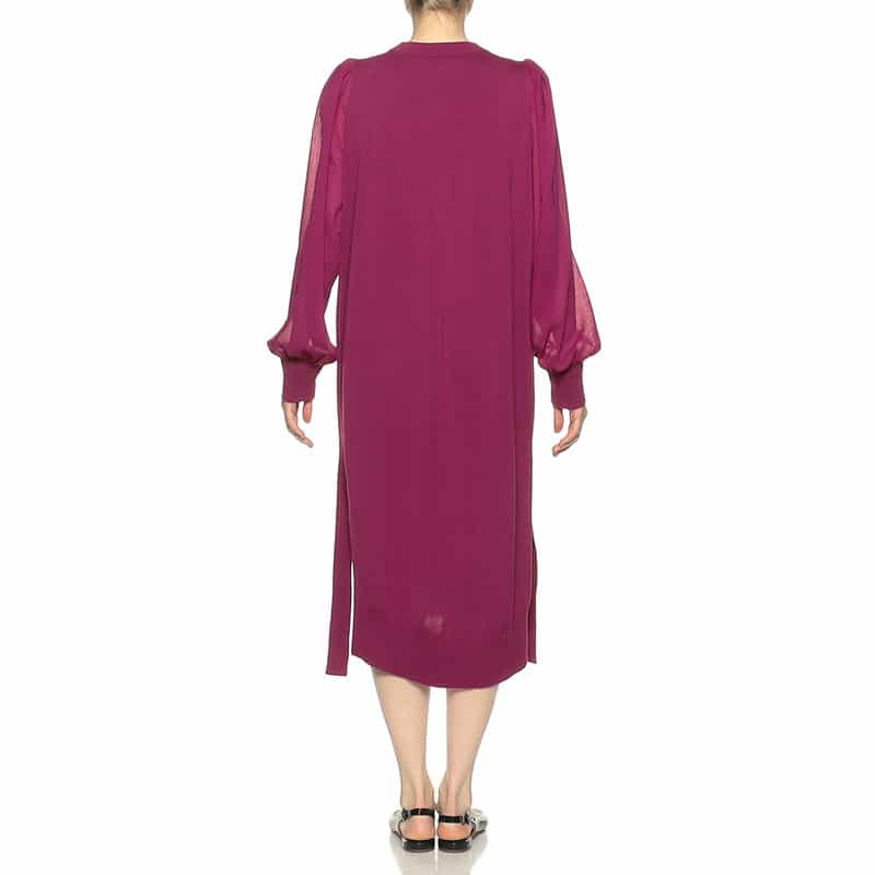 HYKE シアースリーブニットドレス WINE