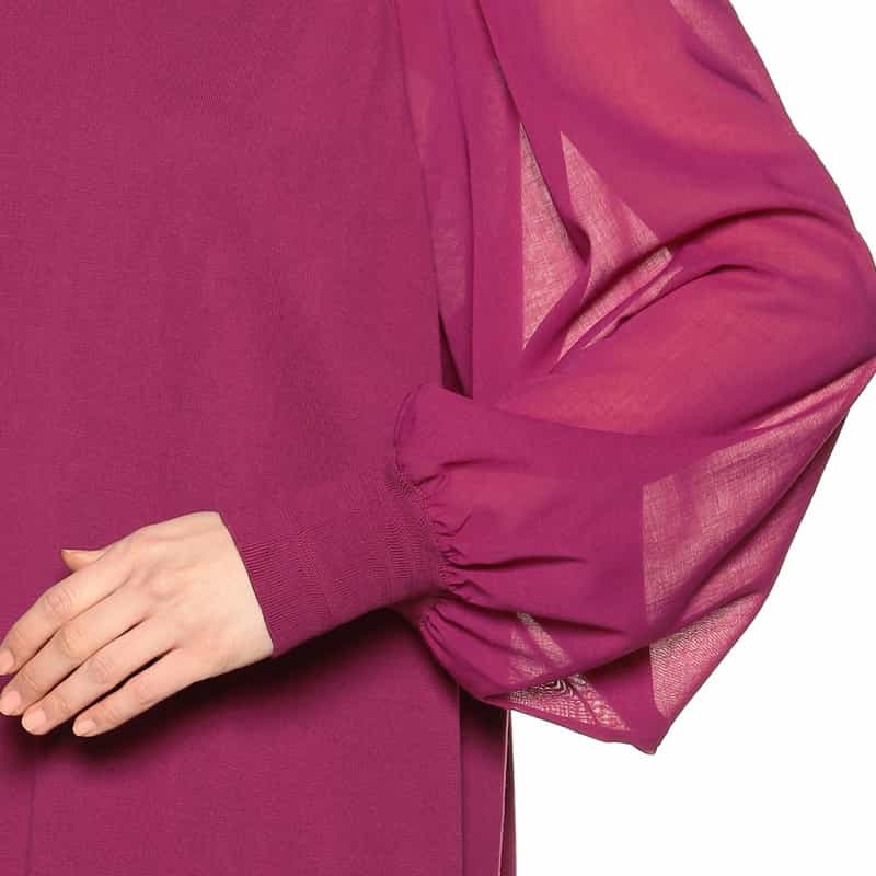 HYKE シアースリーブニットドレス WINE