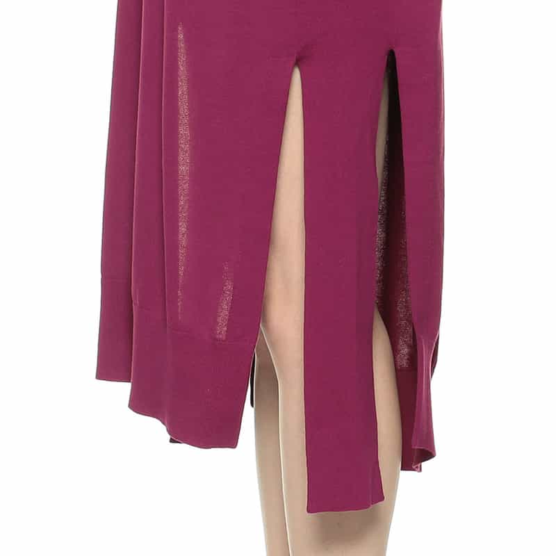 HYKE シアースリーブニットドレス WINE