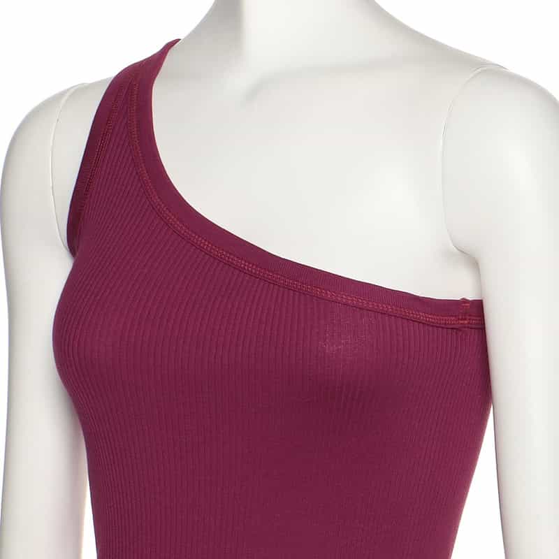 HYKE コットンワンショルダータンクトップ WINE