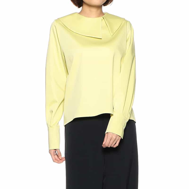 BARNEYS NEW YORK セットアップウォッシャブルビッグカラーブラウス YELLOW