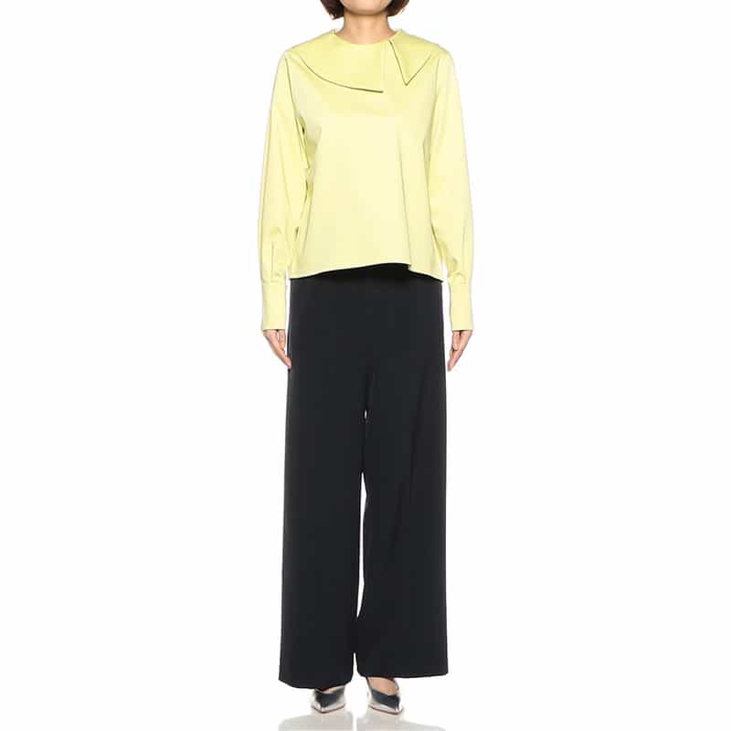 BARNEYS NEW YORK セットアップウォッシャブルビッグカラーブラウス YELLOW