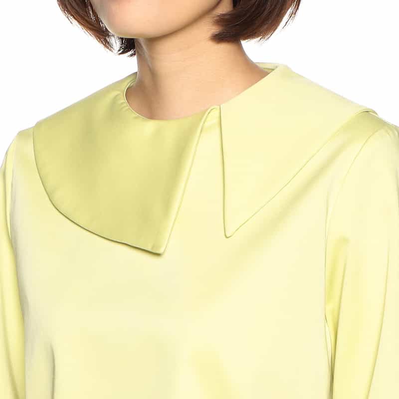 BARNEYS NEW YORK セットアップウォッシャブルビッグカラーブラウス YELLOW