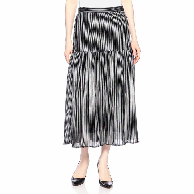 BARNEYS NEW YORK ウォッシャブルギャザースカート BLACK