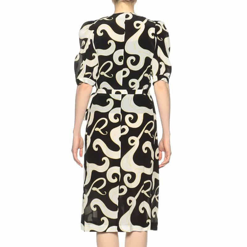 ROCHAS 限定ハーフスリーブミディラップドレス BLACK