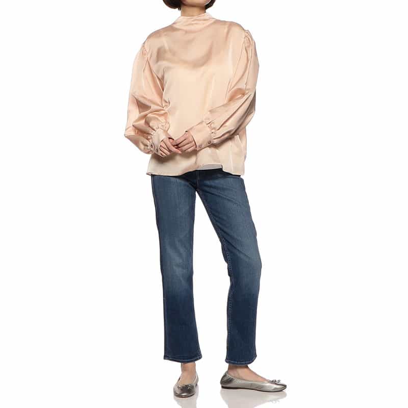 BARNEYS NEW YORK 2WAYシアーオーバーリボンタイ付きブラウス LIGHT PINK