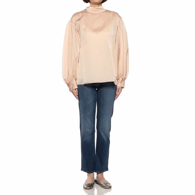 BARNEYS NEW YORK 2WAYシアーオーバーリボンタイ付きブラウス LIGHT PINK