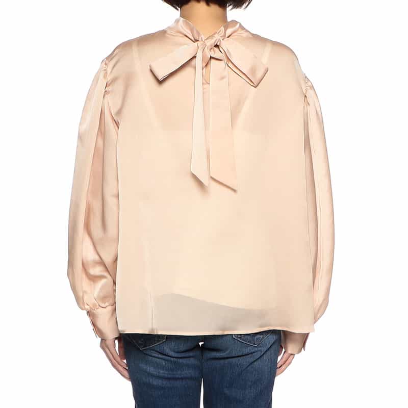 BARNEYS NEW YORK 2WAYシアーオーバーリボンタイ付きブラウス LIGHT PINK