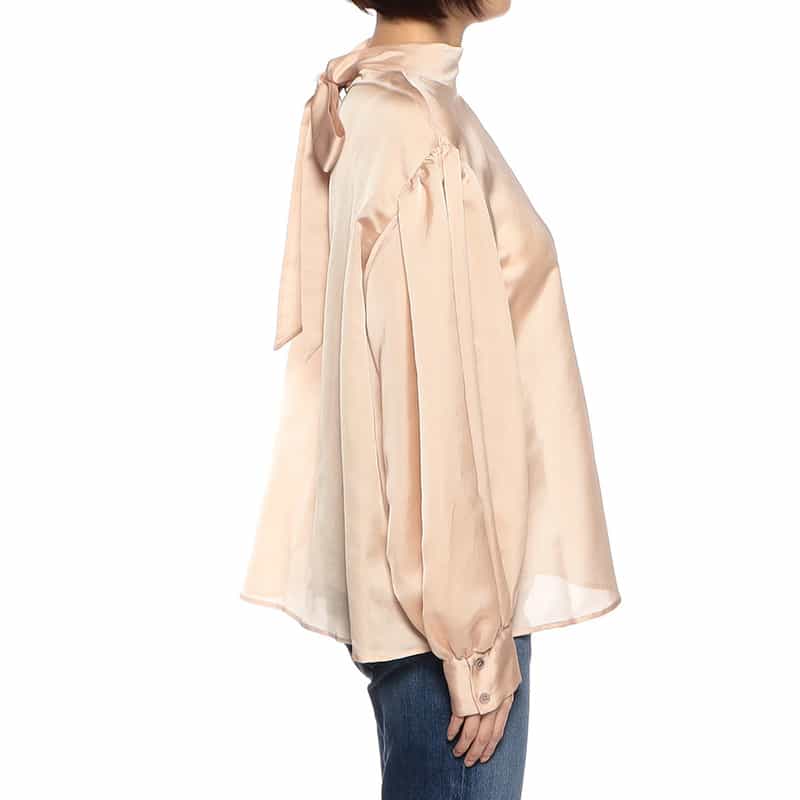 BARNEYS NEW YORK 2WAYシアーオーバーリボンタイ付きブラウス LIGHT PINK