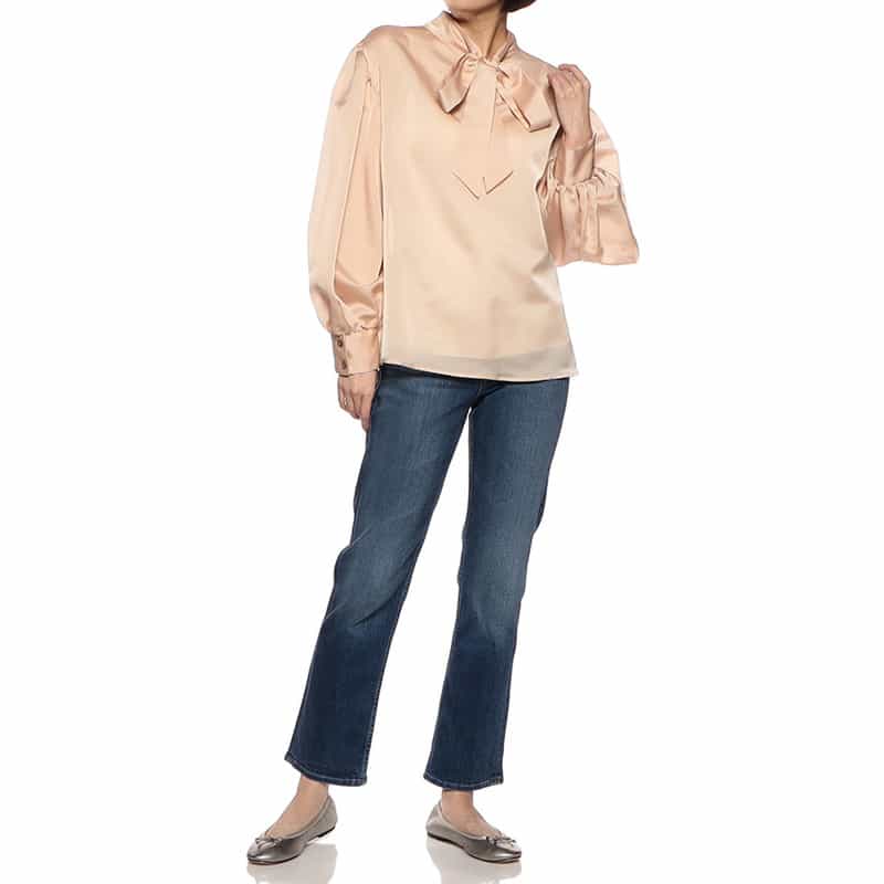 BARNEYS NEW YORK 2WAYシアーオーバーリボンタイ付きブラウス LIGHT PINK