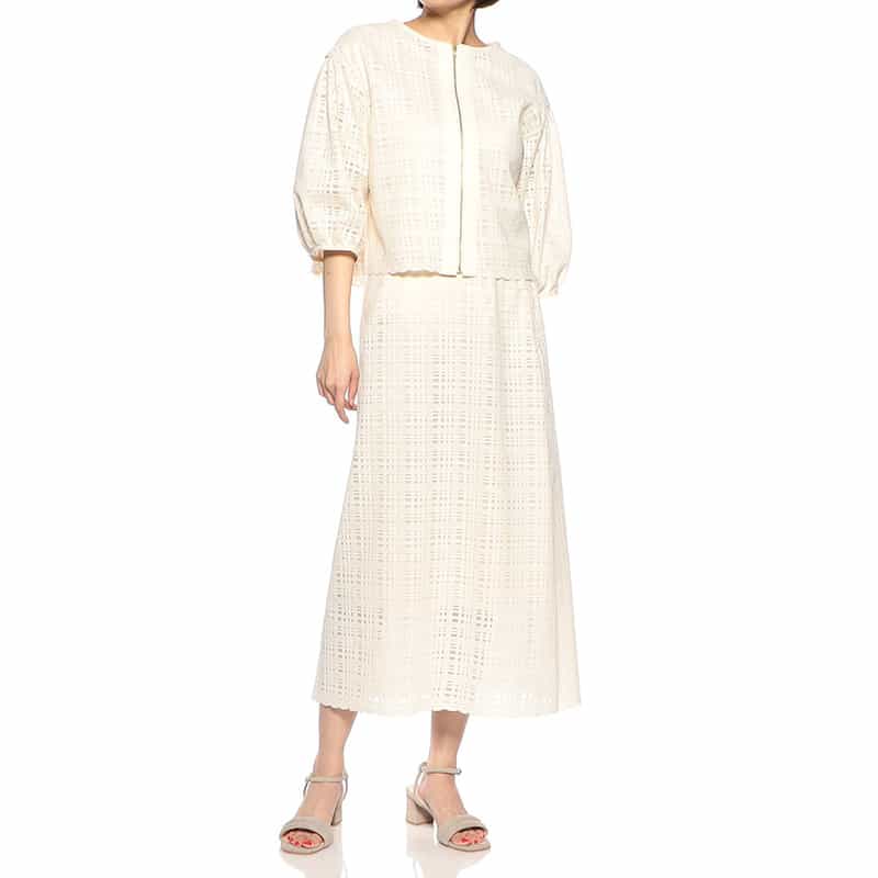 BARNEYS NEW YORK セットアップレーススカート WHITE