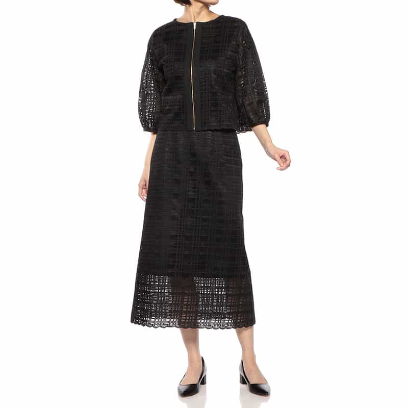 BARNEYS NEW YORK セットアップレーススカート BLACK