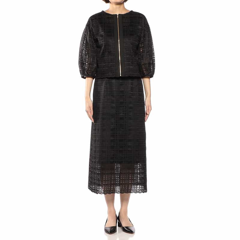 BARNEYS NEW YORK セットアップレーススカート BLACK