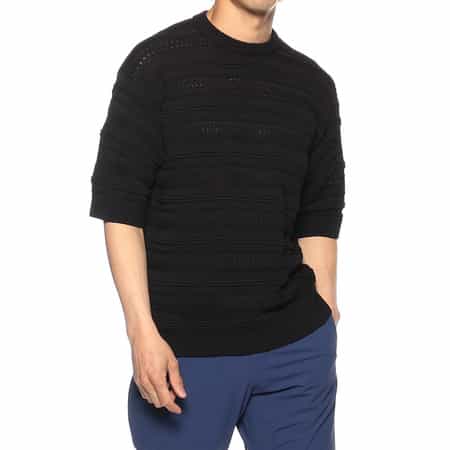 バーニーズ ニューヨーク限定タック編み半袖ニットTシャツ
