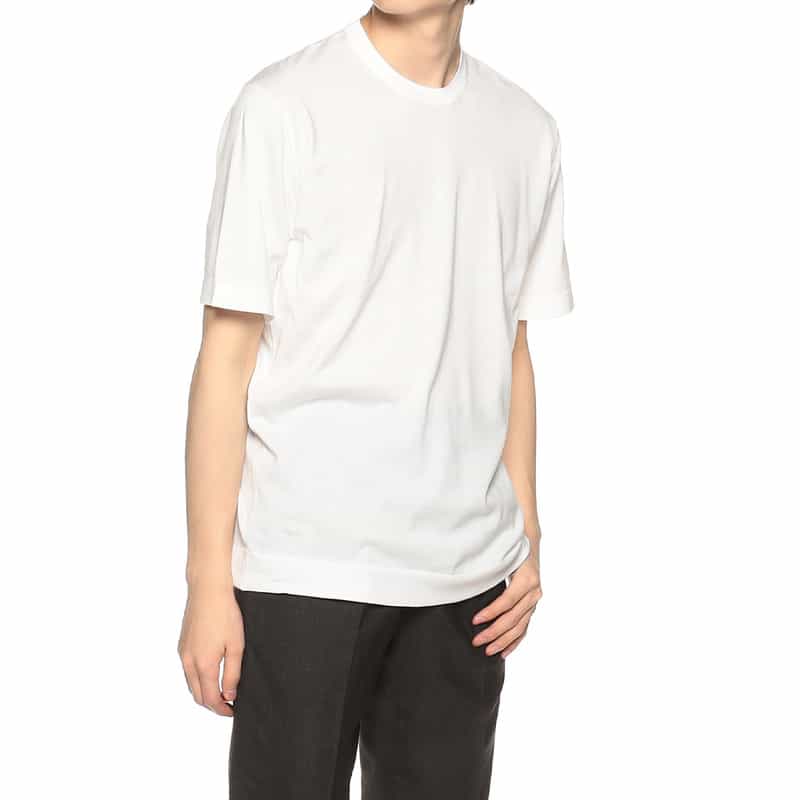JOHN SMEDLEY 海島綿クルーネックニットTシャツ "LORCA" WHITE