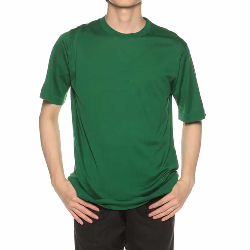 JOHN SMEDLEY 海島綿クルーネックニットTシャツ "LORCA" GREEN