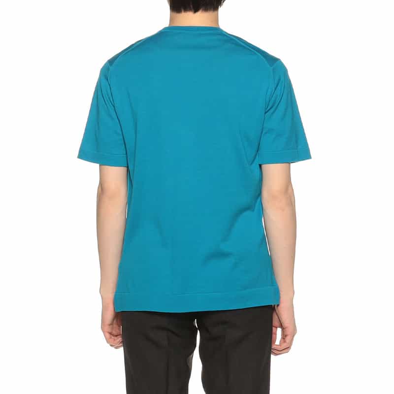 JOHN SMEDLEY 海島綿クルーネックニットTシャツ "LORCA" BLUE
