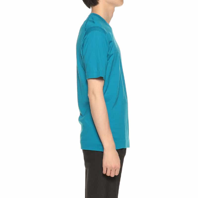 JOHN SMEDLEY 海島綿クルーネックニットTシャツ "LORCA" BLUE
